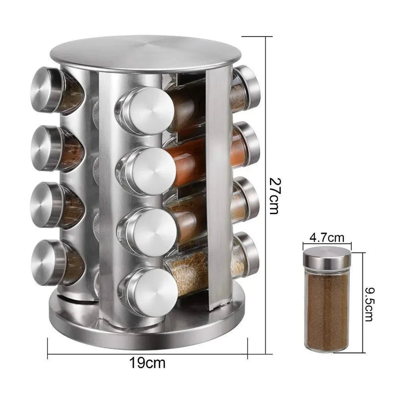 Conjunto de 16 Potes de Vidro com Tampa de Aço Inox – Organização e Praticidade para Sua Cozinha!