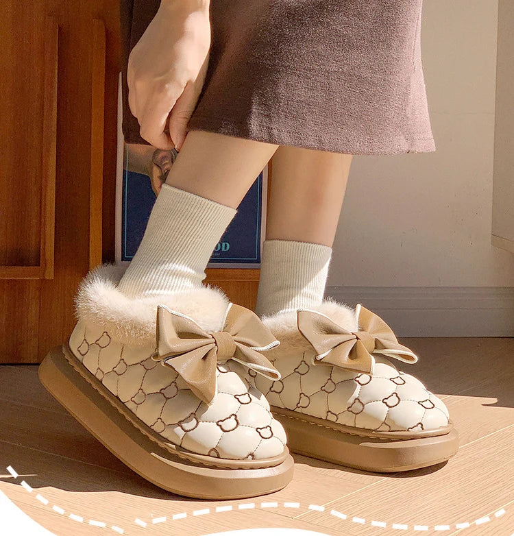 Neville – Botas de Neve Femininas com Laço | Estilo Fofo, Conforto Quentinho e Toque Fashion para o Inverno!
