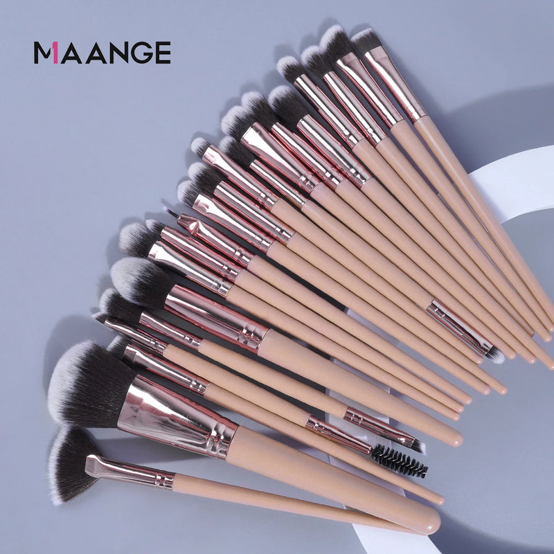 Maange 20pcs Makeup Brushes Set Cosmetic Foundation Powder Blush Eye Shadow Lip Make Up Brush Blending Tools For Women Beginner