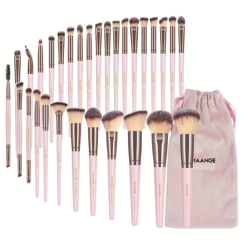 MAANGE 30pcs Professional Makeup Brush Set Foundation Concealers Eye Shadows Powder Blush Blending Brushes Beauty Tools with Bag