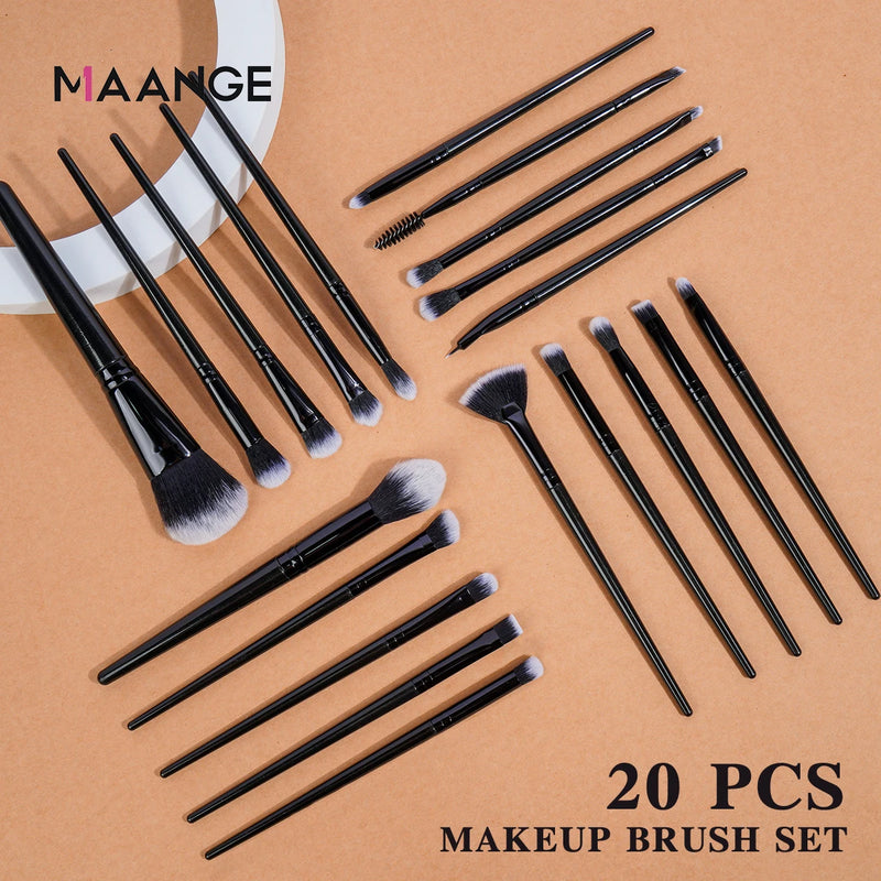 Maange 20pcs Makeup Brushes Set Cosmetic Foundation Powder Blush Eye Shadow Lip Make Up Brush Blending Tools For Women Beginner