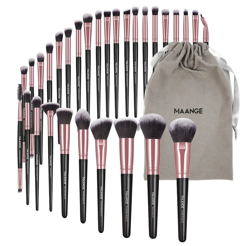 MAANGE 30pcs Professional Makeup Brush Set Foundation Concealers Eye Shadows Powder Blush Blending Brushes Beauty Tools with Bag