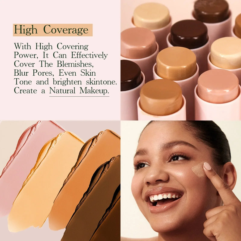 Heallor 6Color Foundation Stick Medium Coverage Sculpt Face Outline Acne Spot Dark Circle Moisturize Brightening BB Cream Concea